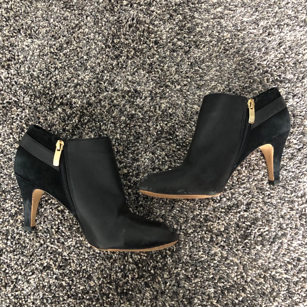Black Leather Vince Camino Booties